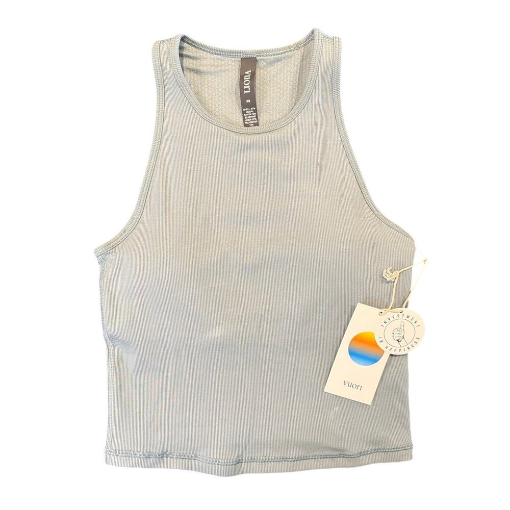 NWT Vuori Pose Plyo Tank Ribbed Crop Top, Mist Sage Green, Women's Size XS